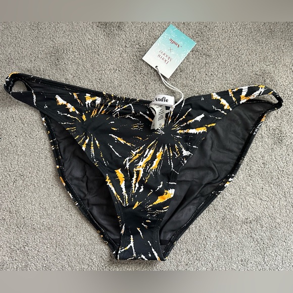 Andie Swim The Tropez Bottom in Black Orange Firework Size XL Sustainable Swim - Picture 1 of 8